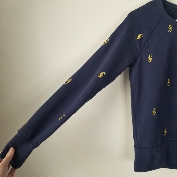 Lilly Pulitizer Navy Sweatshirt with Gold Embroidered Seahorse Size XS - Picture 10 of 12